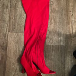 Women’s Red Thigh High Heels Size 10M 