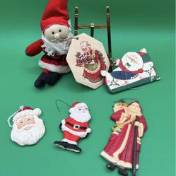 Variety Of Vintage Christmas Santa Ornaments-rare