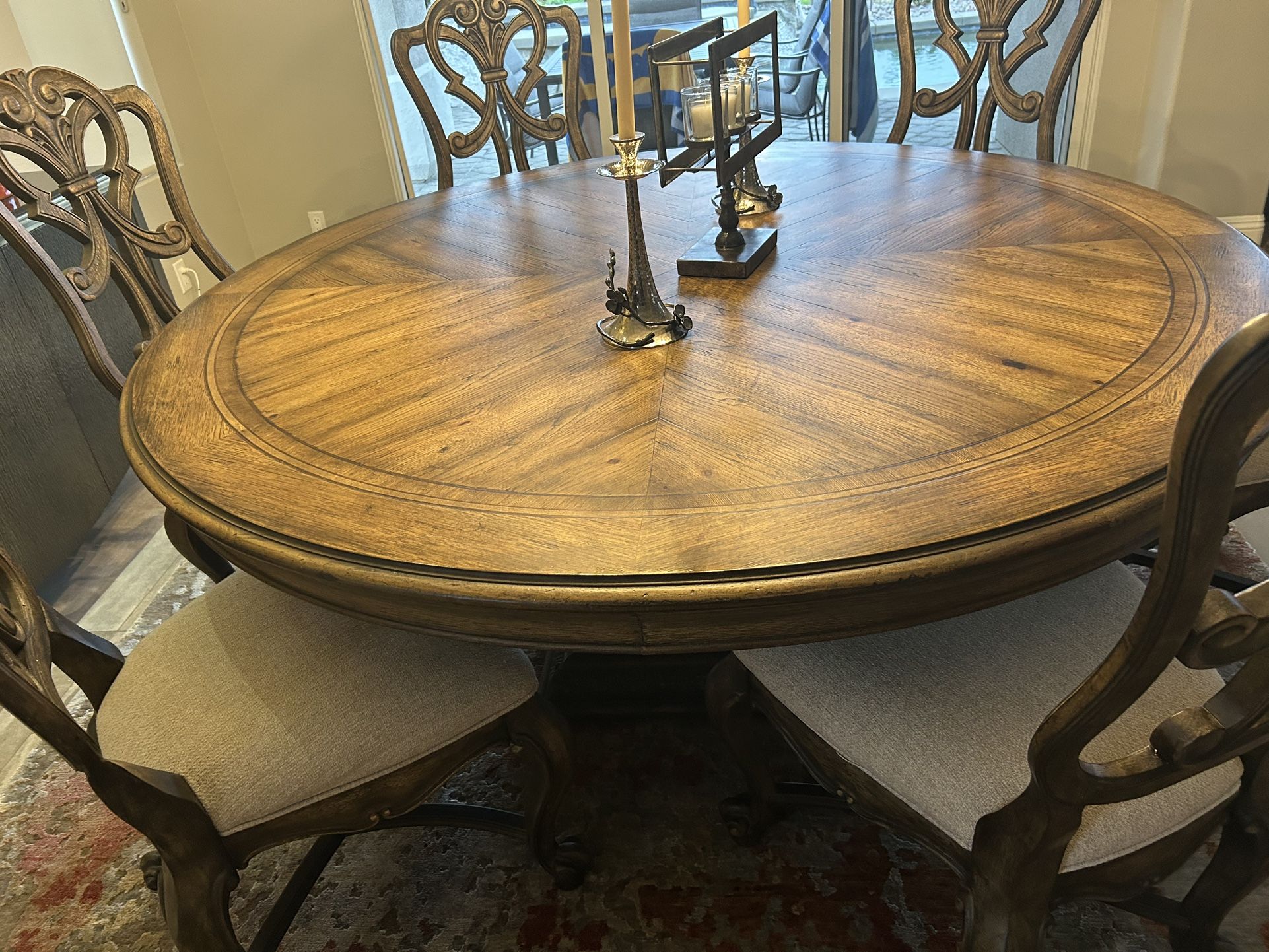 Hooker dining room tables with six chairs