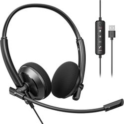 Acer USB Noise-Cancelling Headset with Mic, Durable Wired Design for Office & Remote Work.