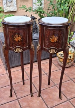 Wood and Marble Pedestals