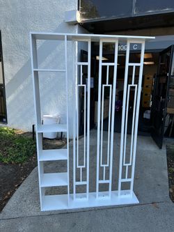 New 64”x48” White Room Divider 4 Shelves Room Divider Wall Partition
