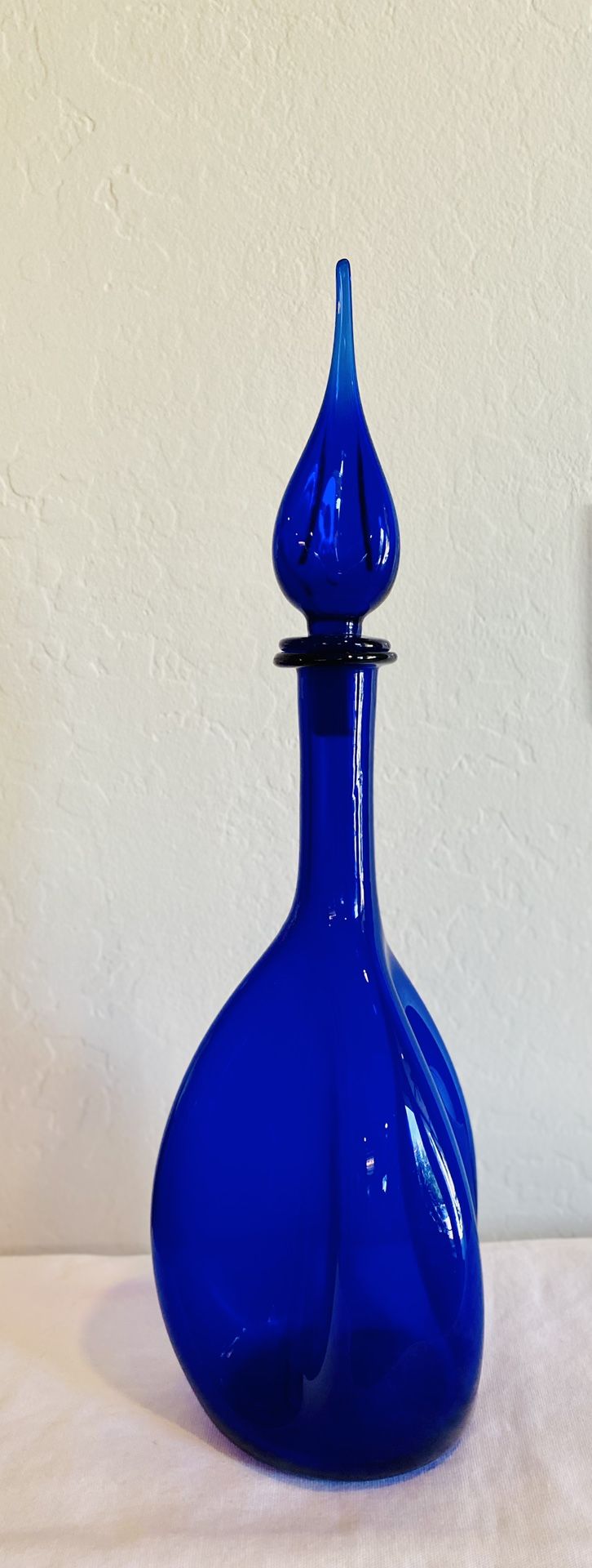 vintage Mid Century Modern Cobalt Blue Empoli Glass Genie Bottle