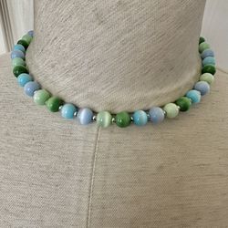 Blue And Green Beaded Necklace 