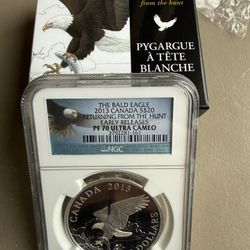 2013 1oz NGC PF70 ULTRA CAMEO CANADA BALD EAGLE SILVER COIN 