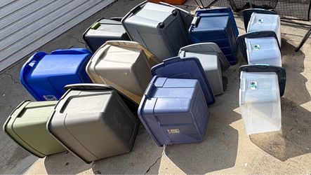 Lot of Plastic Storage Totes with Lids