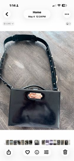 Vintage Black Patent Leather Square Box Bag | Crossbody Shoulder Purse