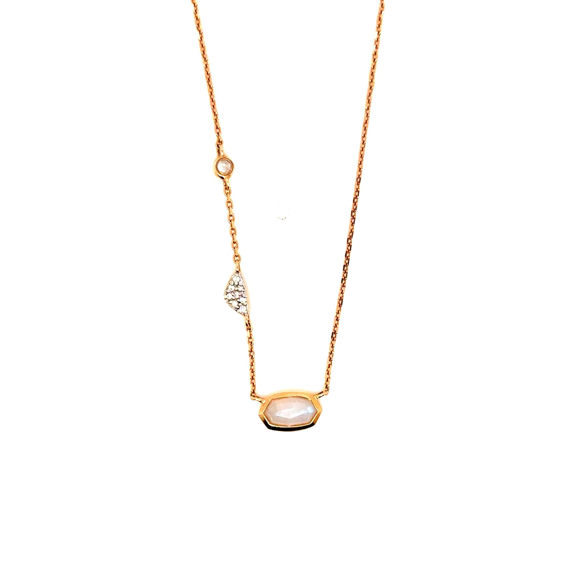 Kendra Scott 14K Rose Gold Aryn Moonstone & Diamonds Necklace