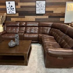 Concord 6-Piece Leather Power Reclining Sectional – Power Headrests | NEW