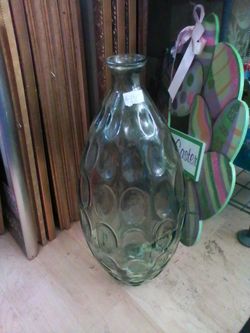 Tinted green vintage taller vase around 15 inches high