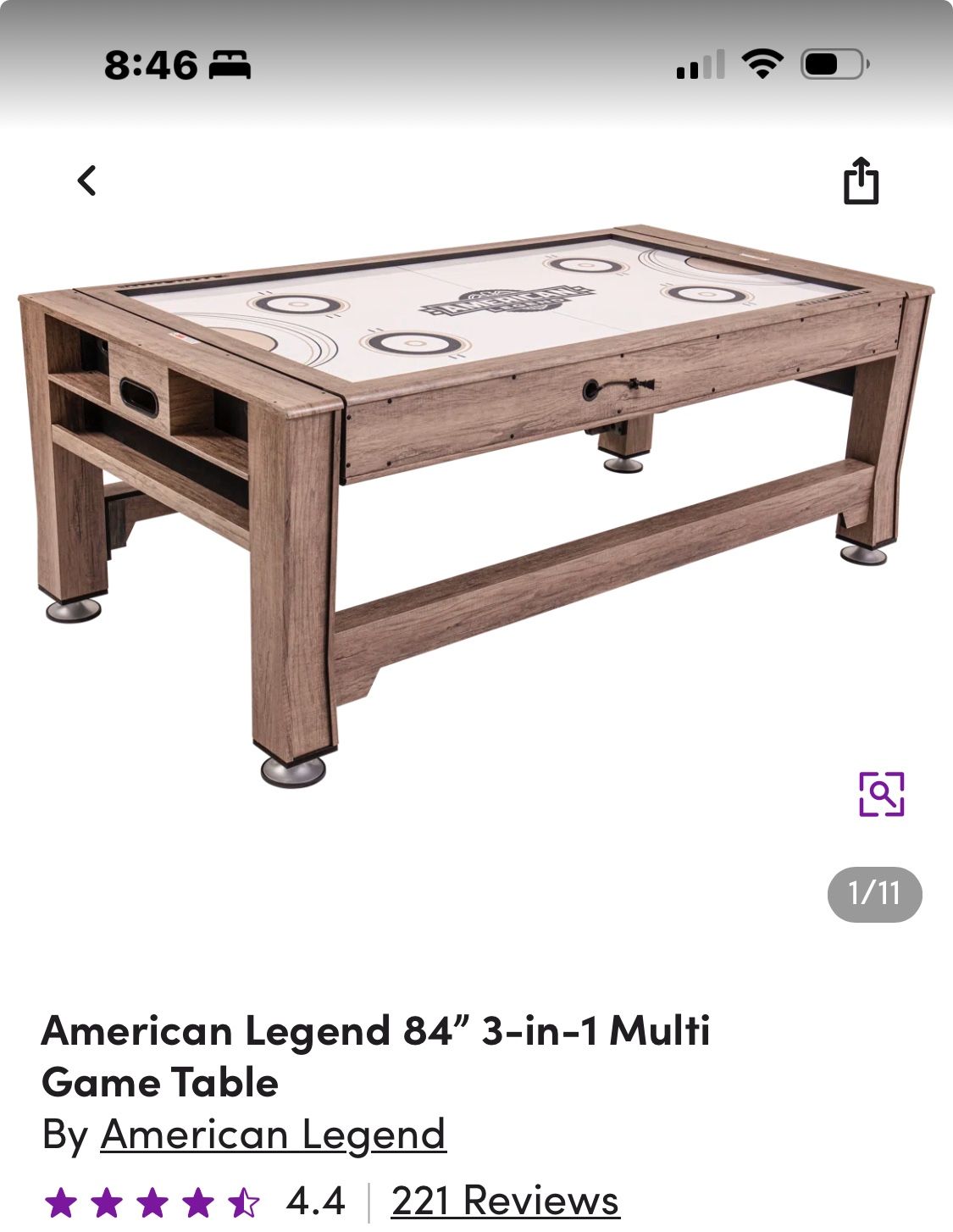 3 in 1 Game table Pool, Table Tennis, Hockey By American legend 84 Inch