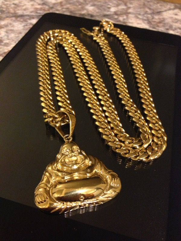 Gold Plated Miami Cuban Link With Buddha Pendant