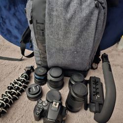 CANON REBEL SL3/6 LENSES/CAMERA BAG