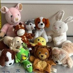 Animal Themed Plush Lot for Children Pig Turtle Dog etc $8 for All 