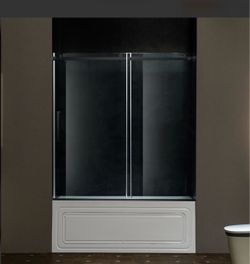 MSDF6062-MBL,Frameless Single Sliding Shower Doors in Matte Black Finish, 56-60" Width × 62" Height with 5/16"(8mm) Clear Tempered Glass and Explosion