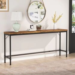 Narrow Console Table, 70.9" Extra Long Sofa Table Industrial Hallway Table