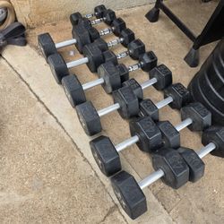 Rubber Hex Dumbbells Set 440lbs 