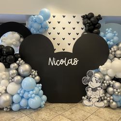 Mickey Mouse Backdrop & Balloons