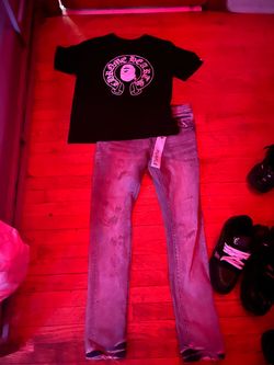 Bape x chrome heart and purple jeans