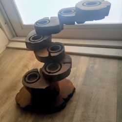 Rare Wooden Candle Holder Different Shapes Sculpture 