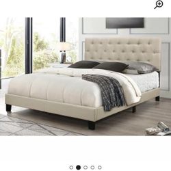 NEW Twin Tufted Bed Frame And Slats