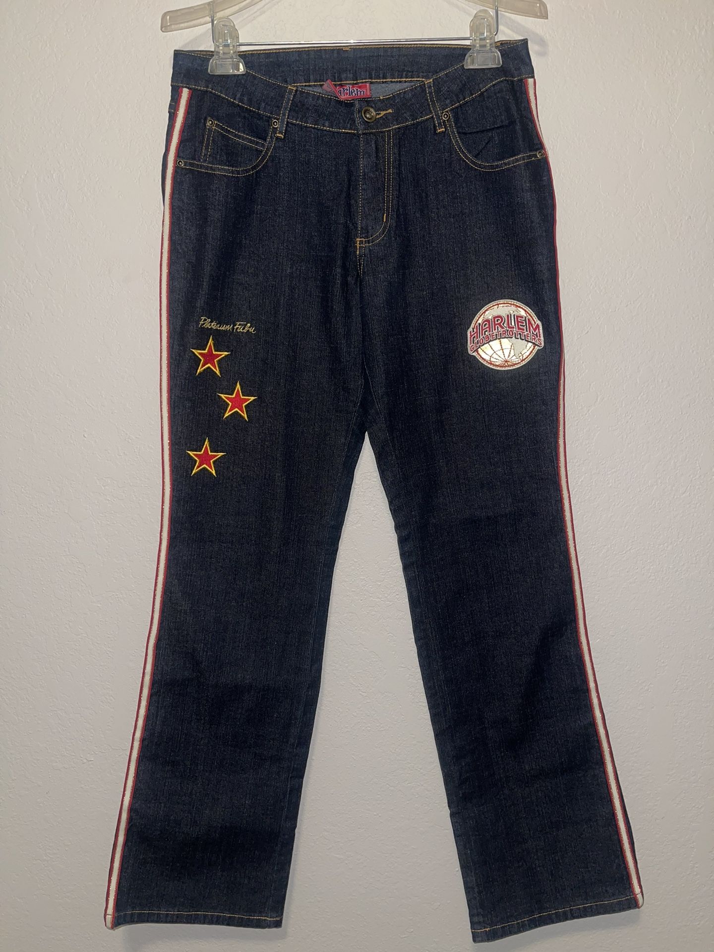 Fubu Harlem Globetrotters, VTG Women’s Dark Blue Straight Leg Jeans Size 11/12