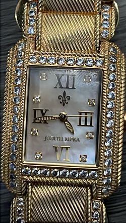 Judith Ripka Stainless Steel Gold Plate Diamonique Watch