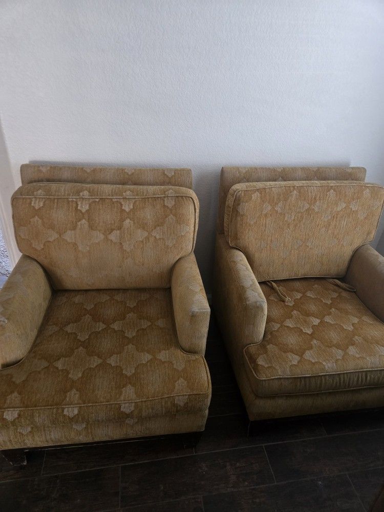 Two Gold YELLOW Chairs 