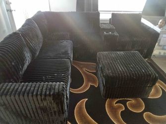 New Jumbo Corduroy Sectional Sofa Couch with USB Console! Free Delivery 🚚 and Assembly 😊