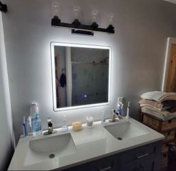 31 x 31 Frameless Mirror LED, Vanity Mirror, Bathroom Mirror, Bath Mirror, LED Mirror, Frameless Bath Mirror, Anti Fog Mirror