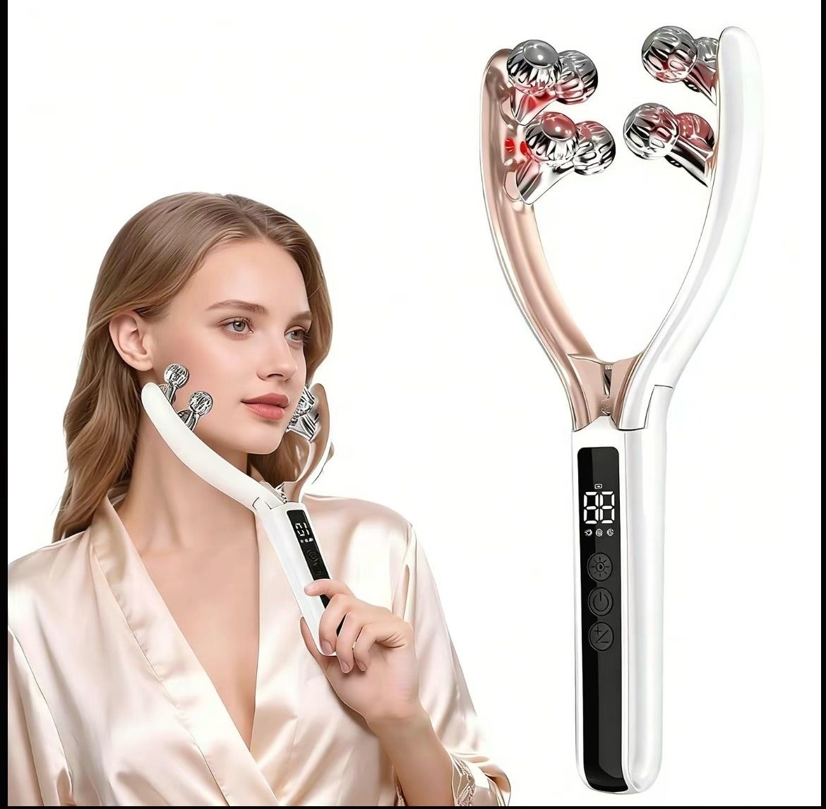 ๐ผ Facial Massager with LCD Screen, Electric Face Roller for Lifting & Toning, Rechargeable Facial Roller for Face and Neck, Prefect Gift for Women