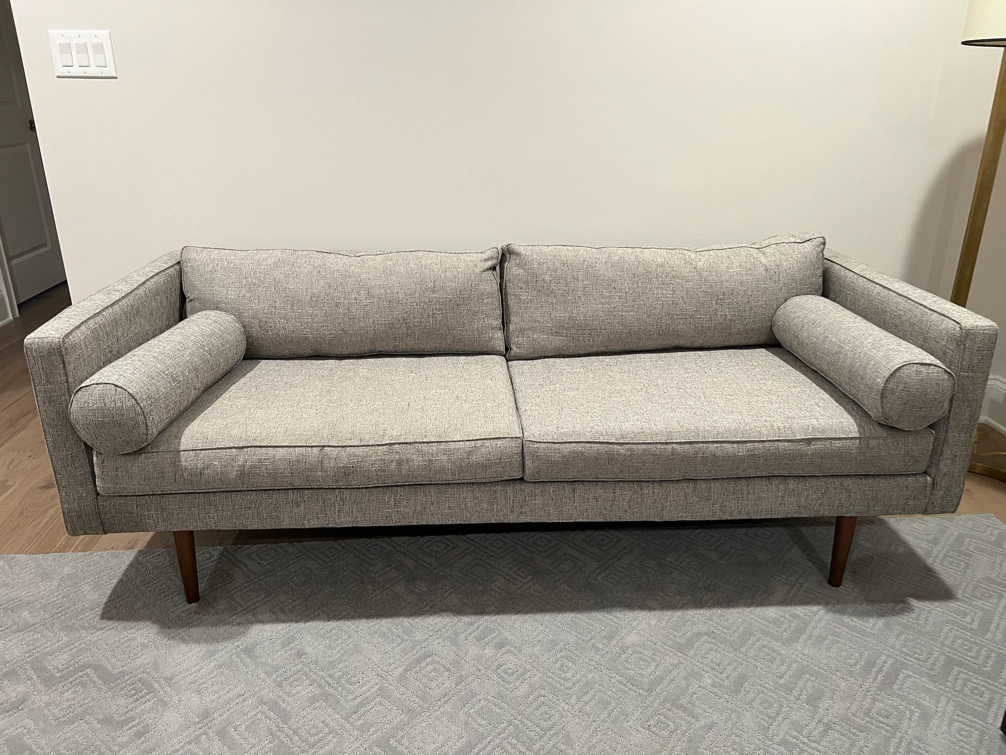 West Elm Sofa with 2 Pillows in Excellent Condition 34d x 28h x 80w x 23sdx18sh Smoke free household