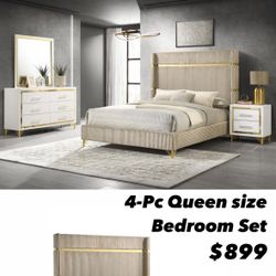 4-Pc Queen Size Bedroom Set. $53 Down Payment
