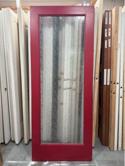 Interior door barn door closet door pantry door with decorative glass rain glass light obscured 32”x80”   Interior door 32x80 with rain glass light te
