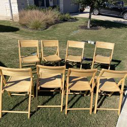 Set Of (8) Wooden Folding Chairs