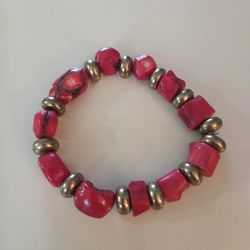 Vintage Red Stone Bracelet Size Large Wrist 