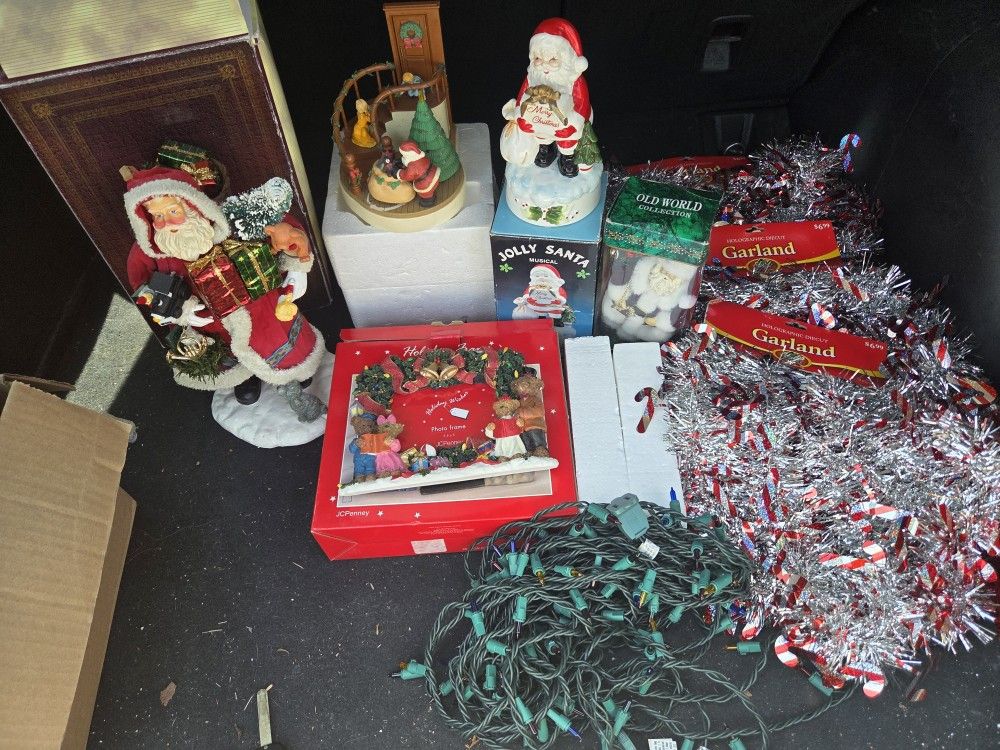 Christmas Xmas Holiday Lot Lights Decoration Musical Statues Figurines Garland Santa Claus