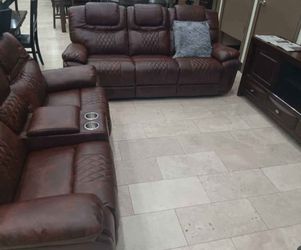 Santiago Brown Loveseat And Sofa Set ONLY $1199! FAST SHIPPING 🚚 NO CREDIT CHECK FINANCE 💰