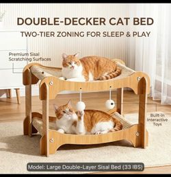Extra Large Double Layer Cat Scratcher Bed & Sofa - Elevated Cat Tree