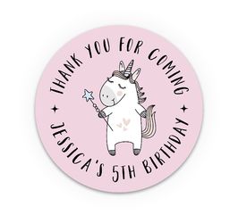 Stickers for unicorn birthday, party candy favor decoration