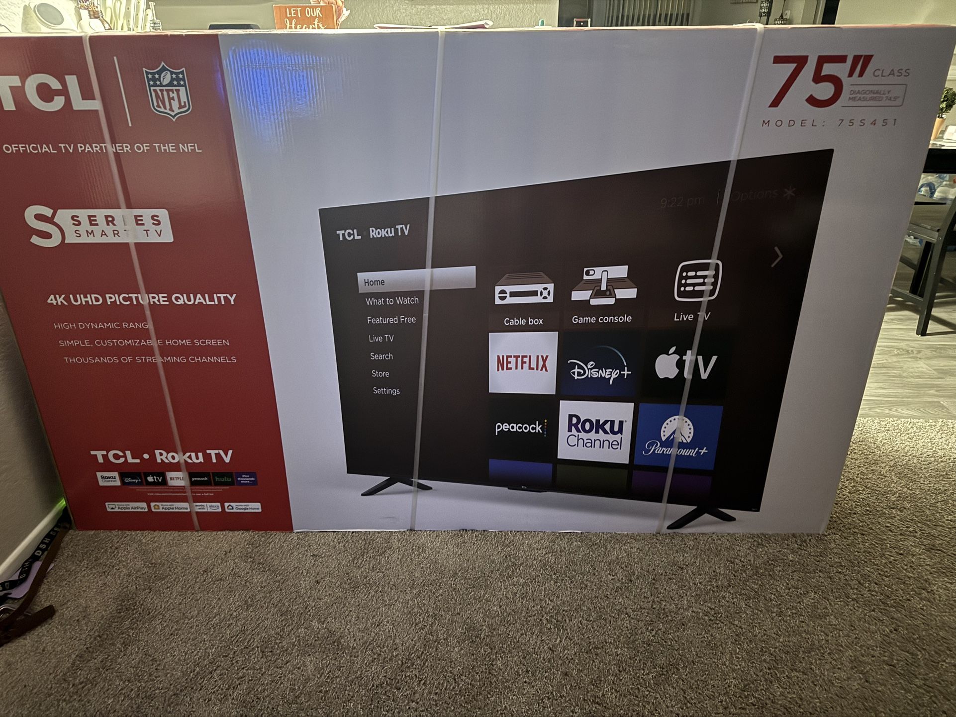 TCL 75” Class S4 Roku Tv