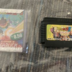 Dragon Ball Z III Game Cartridge and Dragon Ball Z "Revenge of Garlic Jr." saga trading card pack