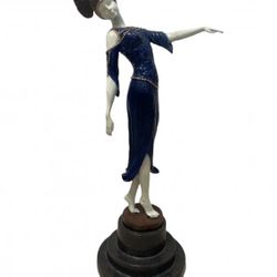 Signed Bronze Statue Chiparus Measurements: 16.5 in x 5 in D - 