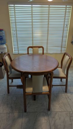 Vintage Scandanavian table & 4 leather chairs