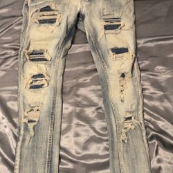 Washed Blue Ripped Skinny Jeans. 28 Size.