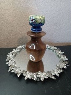 Judaica Holy Frankincense & Myrrh 4" anointing oil Myrtle Wood Dispenser w/ ceramic stopper