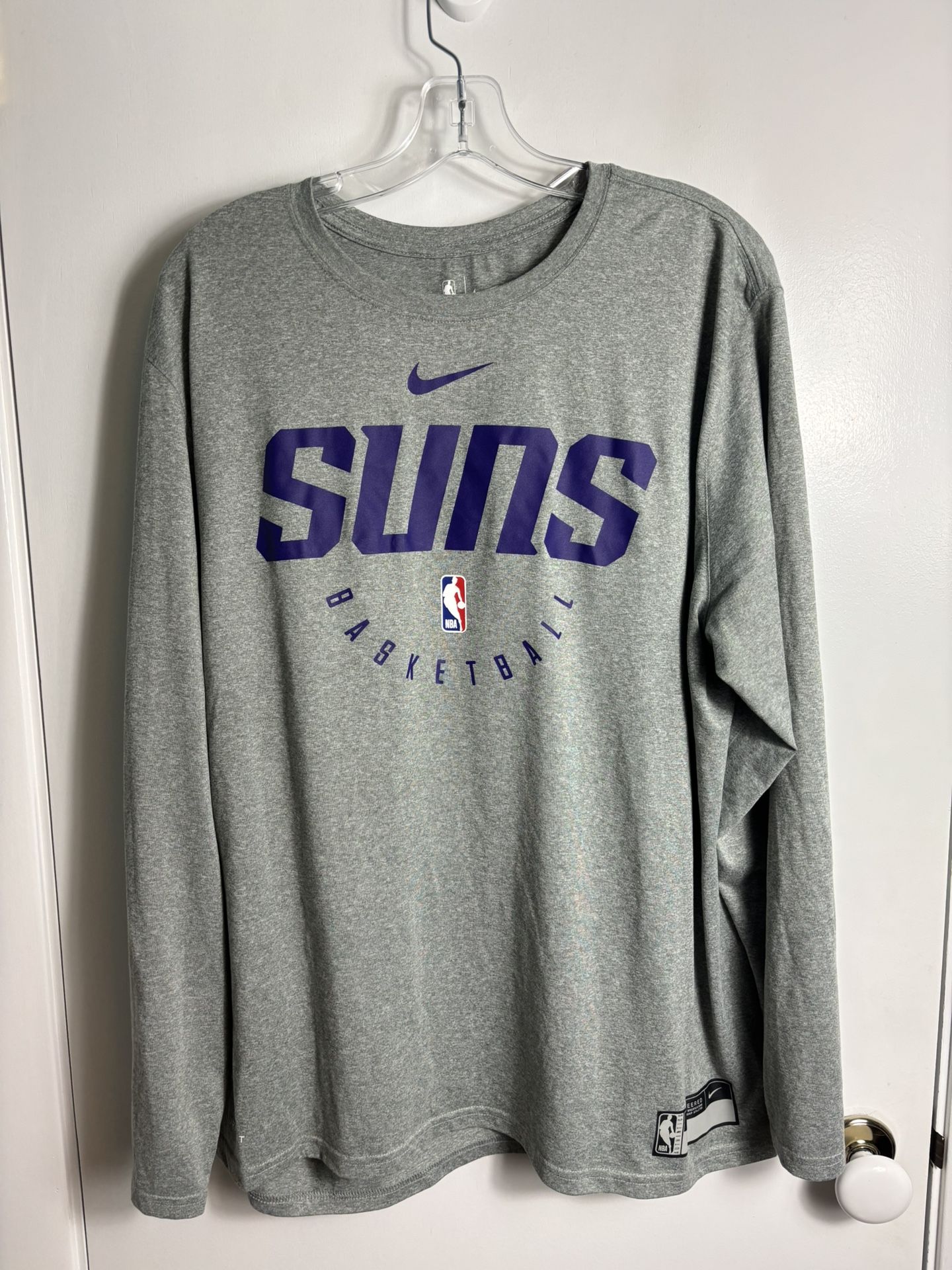 Nike Dri-Fit Phoenix Suns Long Sleeve T Shirt Grey Engineered Warm Up Size XXL