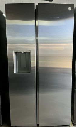 GE 27.7 CU. FT. SIDE-BY-SIDE REFRIGERATOR WITH LED LIGHT WALLS, EXTRA TALL DISPENSER.