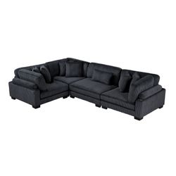 New Sectional Corduroy Black 