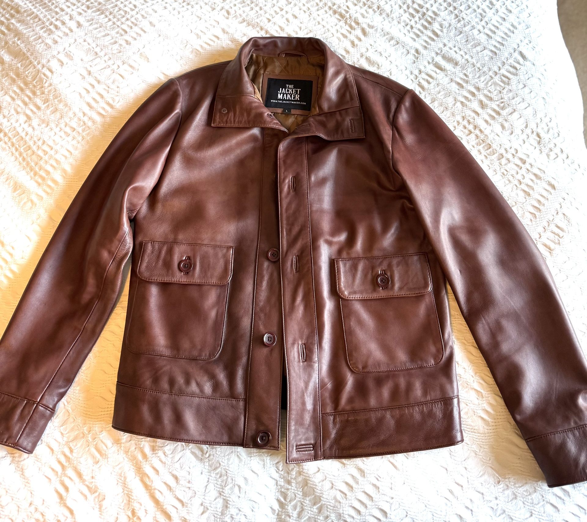 Brown Leather Bomber Jacket - By The jacket Maker